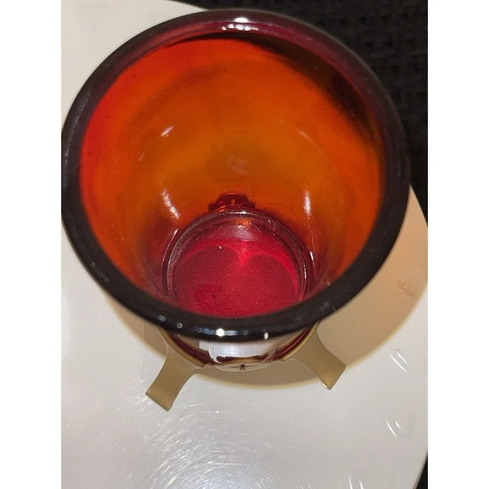 Vintage Pair Of‎ Gold Color Metal Votive Candle Holders Altar Sanctuary Church